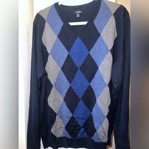 Apt. 9 Men's V-Neck Argyle Sweater - Navy and Gray